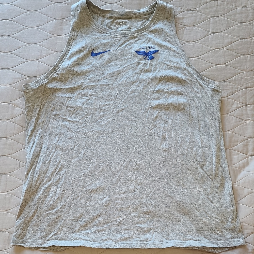 NWOT Nike 100% Organic Cotton USA Olympic Tank - Gray/Blue, Size L & XL
